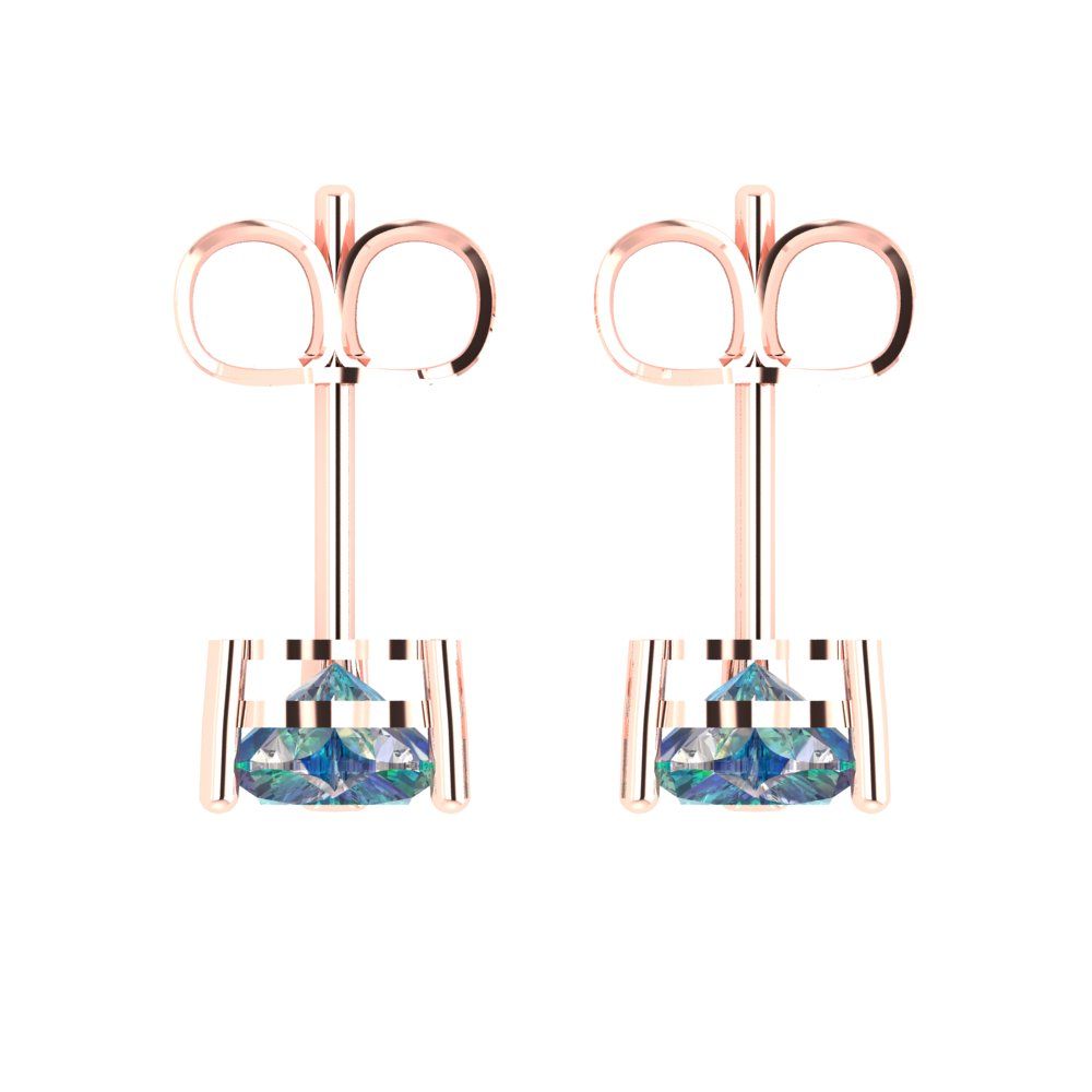1.5cttw Heart Cut Blue Moissanite Gold-Plated 925 Silver Push Back Stud Earrings