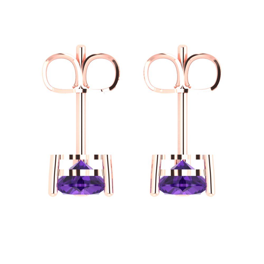1.5cttw Heart Cut Natural Amethyst Gold-Plated 925 Silver Push Back Stud Earrings