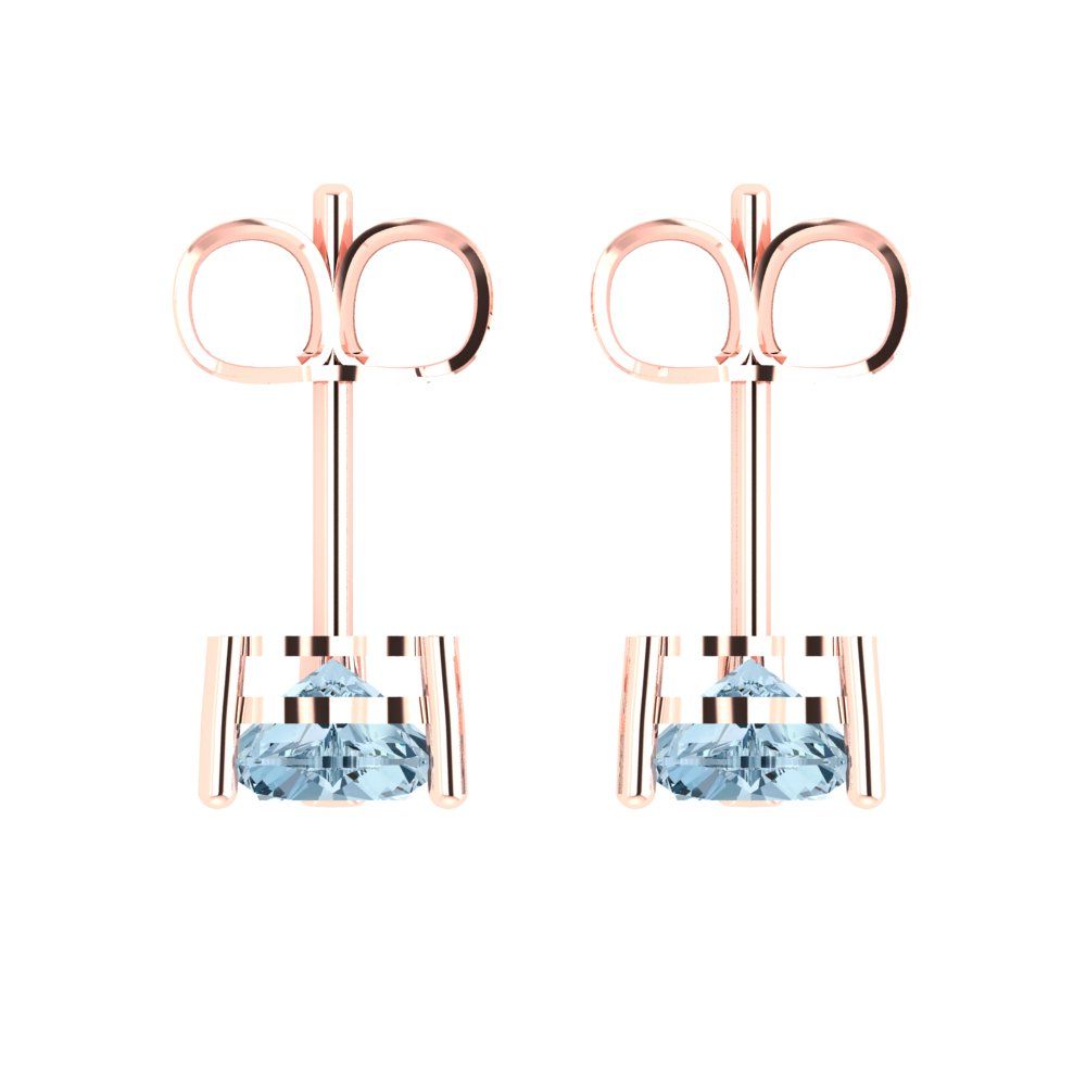 1.5cttw Heart Cut Natural Aquamarine Gold-Plated 925 Silver Push Back Stud Earrings