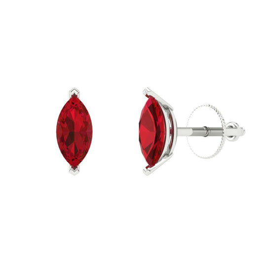 1cttw Marquise Cut Simulated Pink Tourmaline Gold-Plated 925 Silver Push Back Stud Earrings