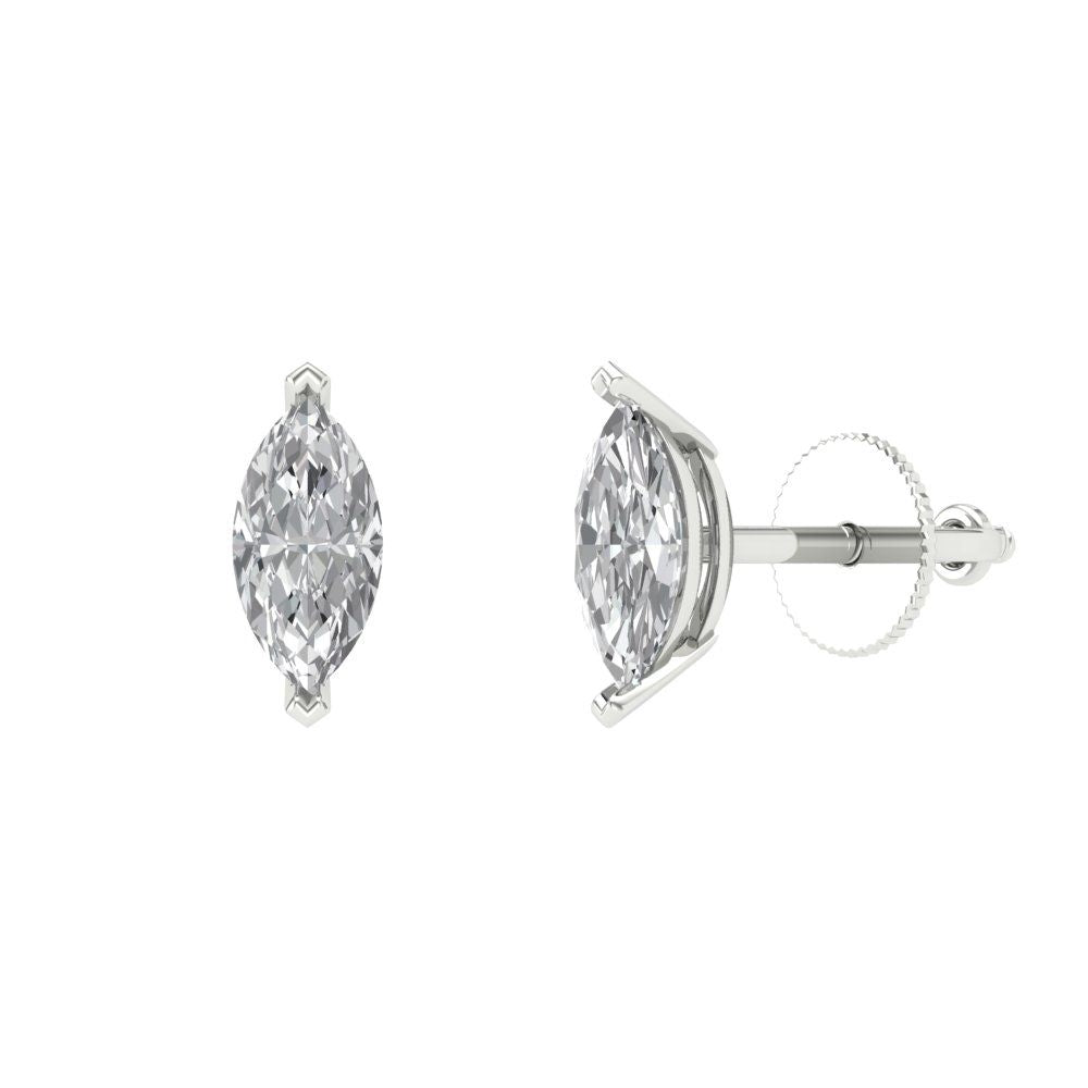 1cttw Marquise Cut Moissanite Gold-Plated 925 Silver Push Back Stud Earrings