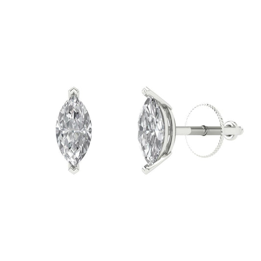 1cttw Marquise Cut Simulated Diamond Gold-Plated 925 Silver Push Back Stud Earrings