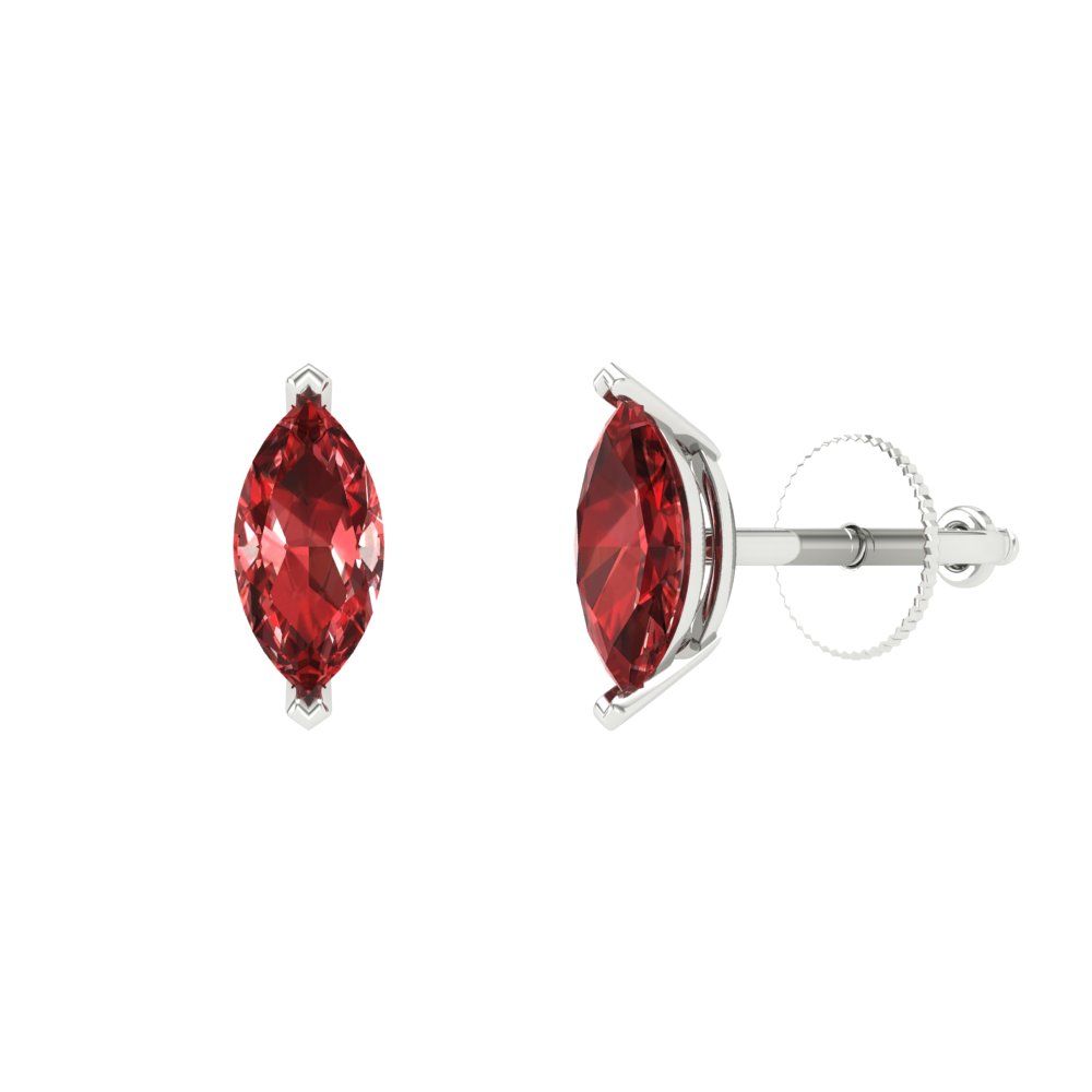 1cttw Marquise Cut Natural Garnet Gold-Plated 925 Silver Push Back Stud Earrings