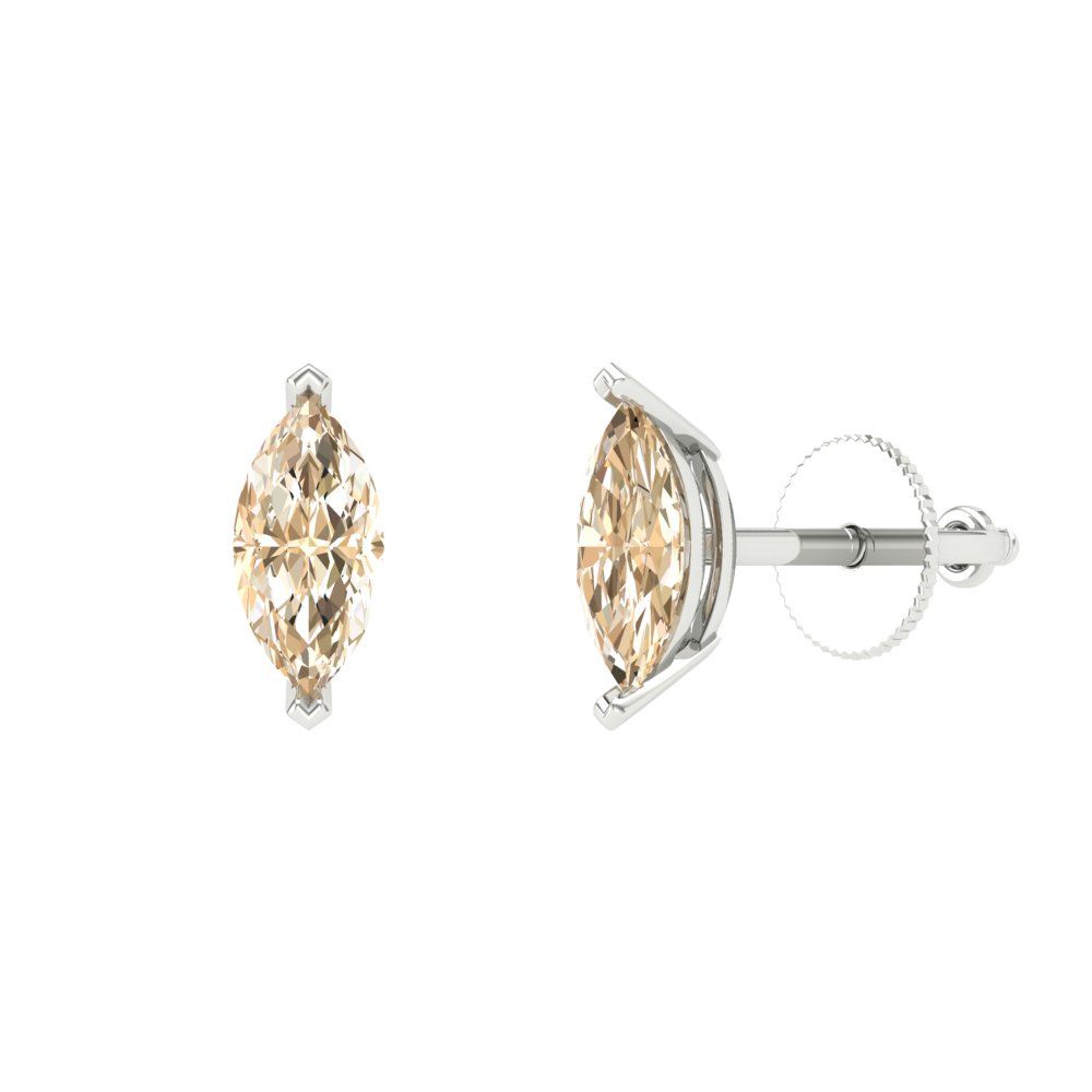 1cttw Marquise Cut Natural Morganite Gold-Plated 925 Silver Push Back Stud Earrings
