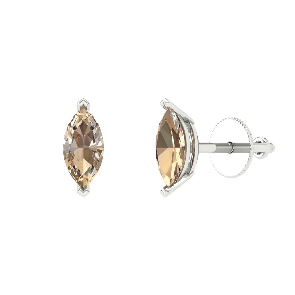 1cttw Marquise Cut Yellow Moissanite Gold-Plated 925 Silver Push Back Stud Earrings