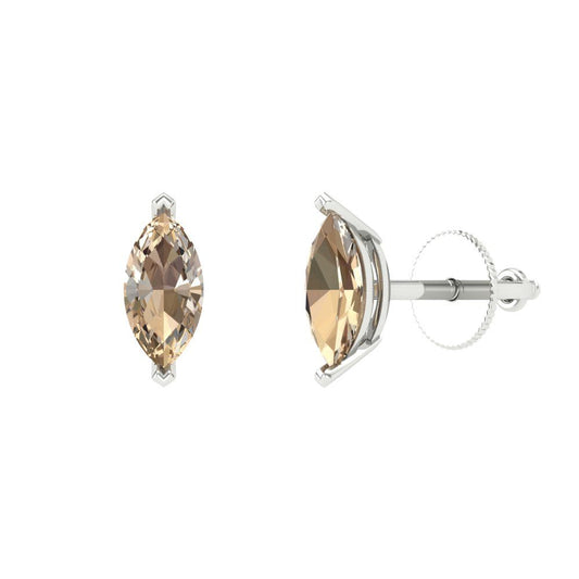 1cttw Marquise Cut Yellow Moissanite Gold-Plated 925 Silver Push Back Stud Earrings