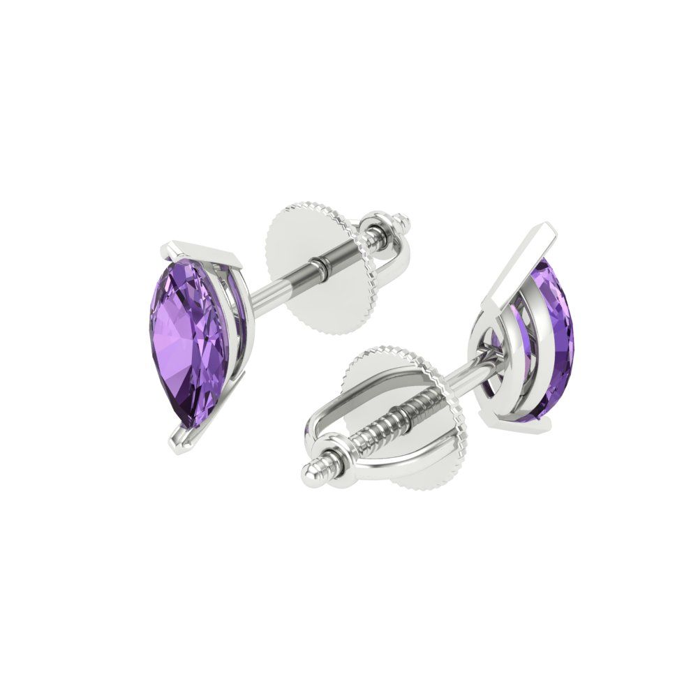 1cttw Marquise Cut Simulated Alexandrite Gold-Plated 925 Silver Push Back Stud Earrings