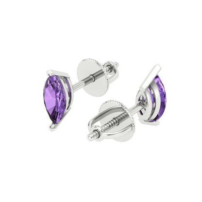 1cttw Marquise Cut Simulated Alexandrite Gold-Plated 925 Silver Push Back Stud Earrings