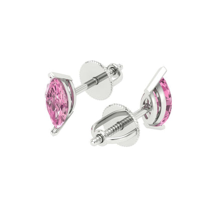 1cttw Marquise Cut Simulated Pink Diamond Gold-Plated 925 Silver Push Back Stud Earrings