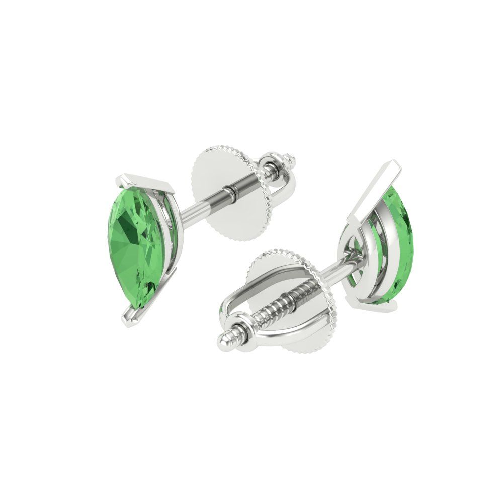 1cttw Marquise Cut Simulated Green Diamond Gold-Plated 925 Silver Push Back Stud Earrings