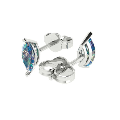 1cttw Marquise Cut Blue Moissanite Gold-Plated 925 Silver Push Back Stud Earrings