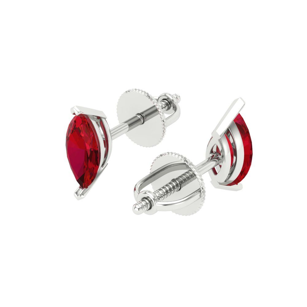 1cttw Marquise Cut Simulated Pink Tourmaline Gold-Plated 925 Silver Push Back Stud Earrings