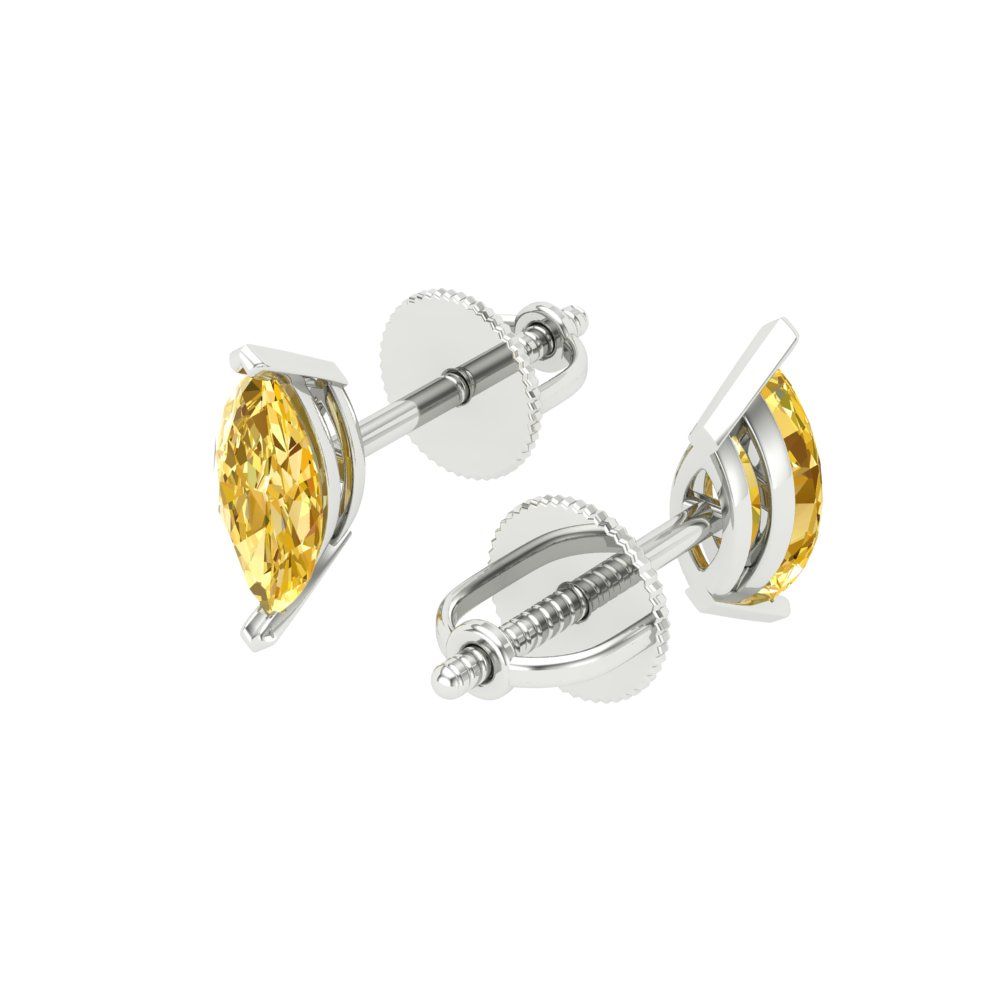 1cttw Marquise Cut Simulated Yellow Diamond Gold-Plated 925 Silver Push Back Stud Earrings
