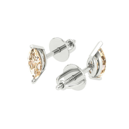1cttw Marquise Cut Natural Morganite Gold-Plated 925 Silver Push Back Stud Earrings