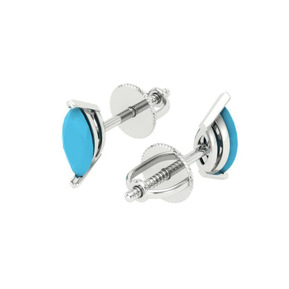 1cttw Marquise Cut Simulated Turquoise Gold-Plated 925 Silver Push Back Stud Earrings