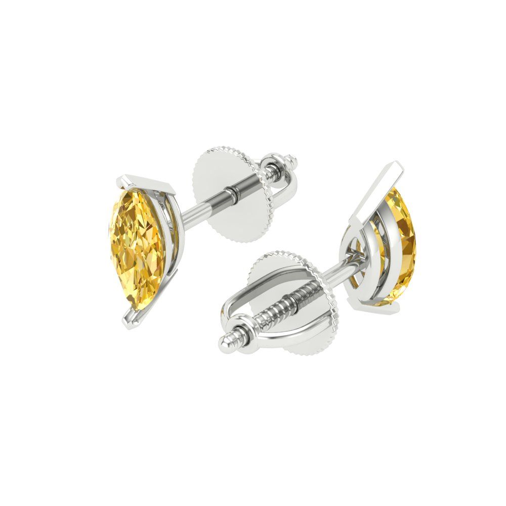1cttw Marquise Cut Natural Citrine Gold-Plated 925 Silver Push Back Stud Earrings