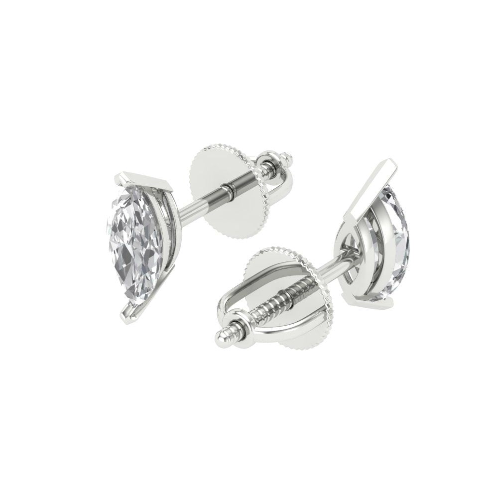 1cttw Marquise Cut Moissanite Gold-Plated 925 Silver Push Back Stud Earrings