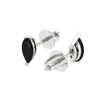 1cttw Marquise Cut Natural Onyx Gold-Plated 925 Silver Push Back Stud Earrings