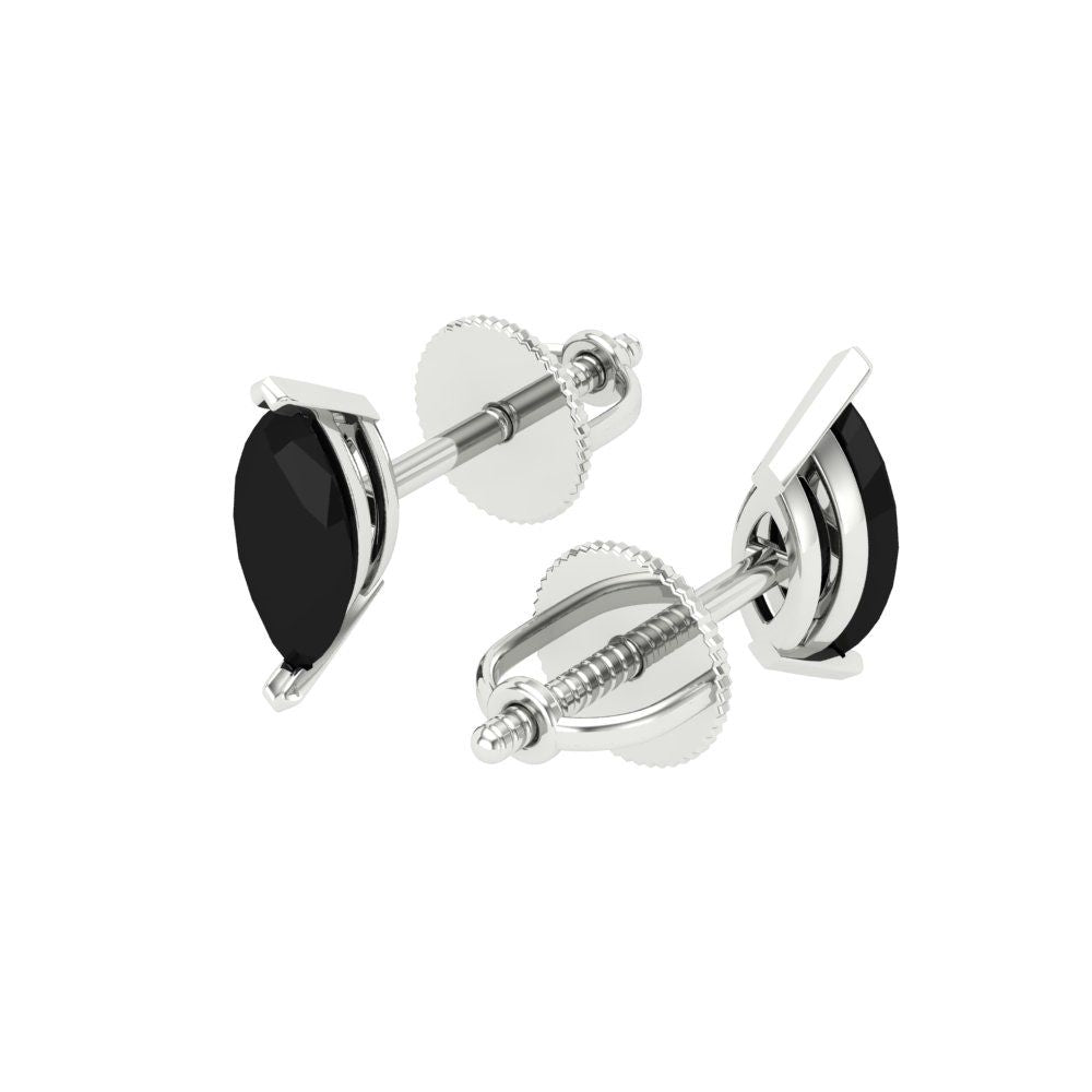 1cttw Marquise Cut Natural Onyx Gold-Plated 925 Silver Push Back Stud Earrings