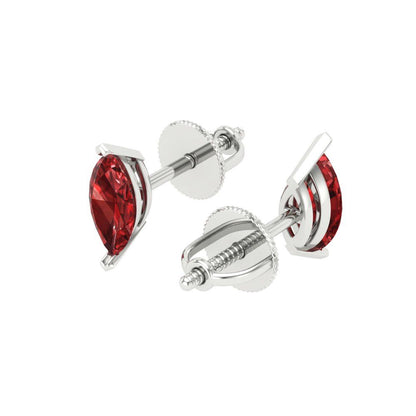 1cttw Marquise Cut Natural Garnet Gold-Plated 925 Silver Push Back Stud Earrings