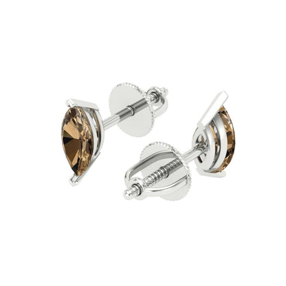 1cttw Marquise Cut Simulated Champagne Diamond Gold-Plated 925 Silver Push Back Stud Earrings