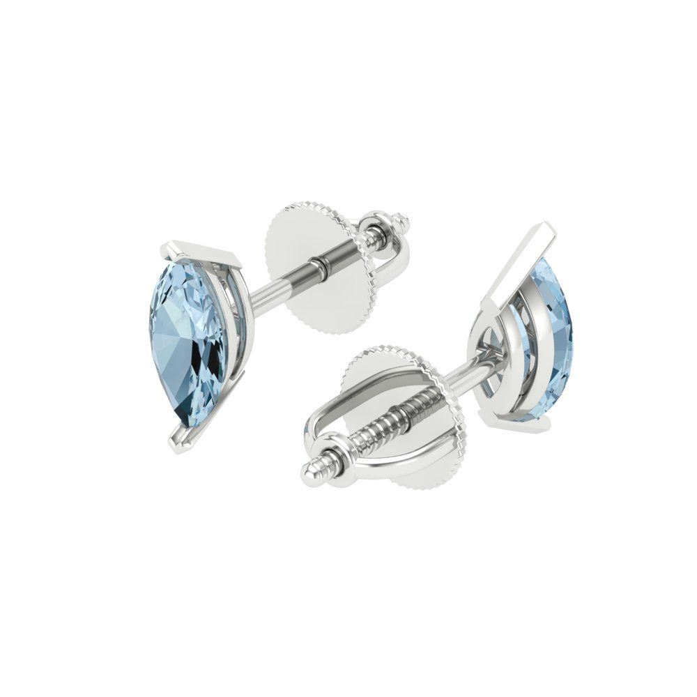 1cttw Marquise Cut Simulated Blue Diamond Gold-Plated 925 Silver Push Back Stud Earrings