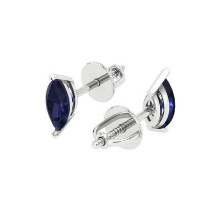 1cttw Marquise Cut Simulated Blue Sapphire Gold-Plated 925 Silver Push Back Stud Earrings