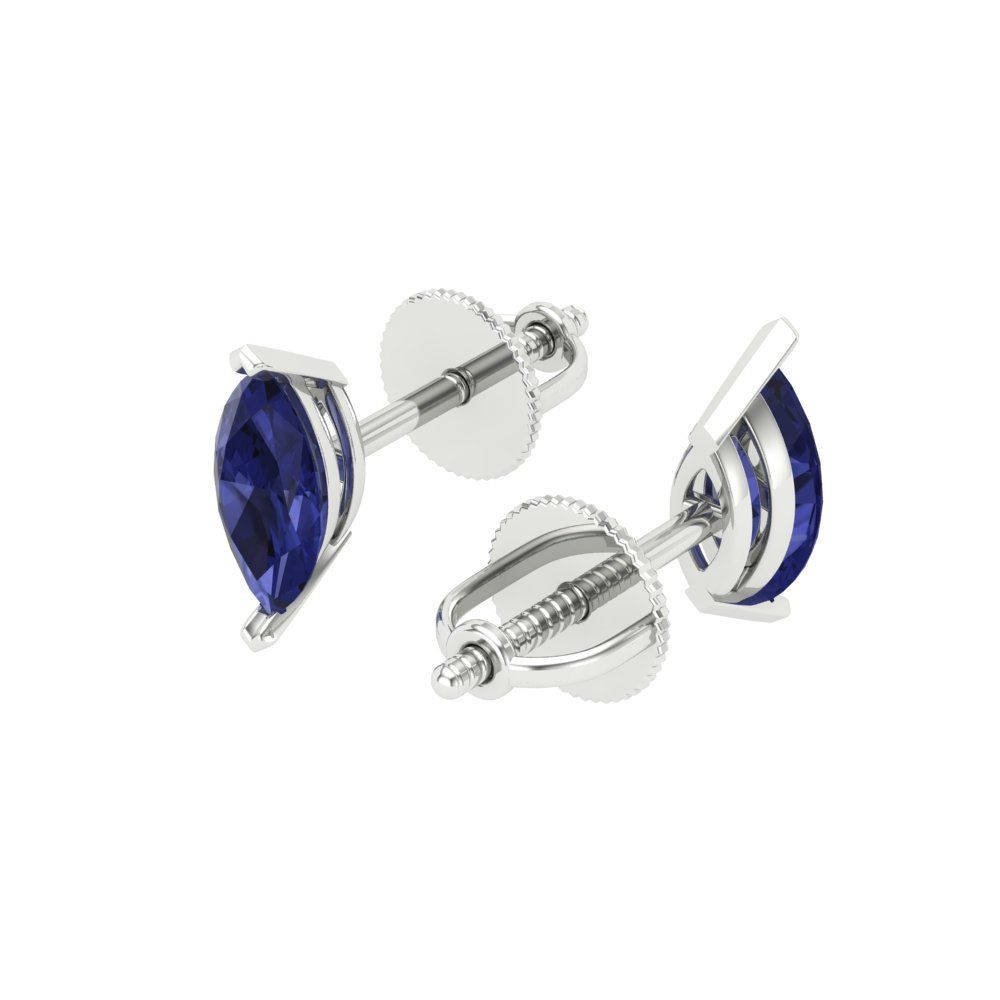 1cttw Marquise Cut Simulated Tanzanite Gold-Plated 925 Silver Push Back Stud Earrings