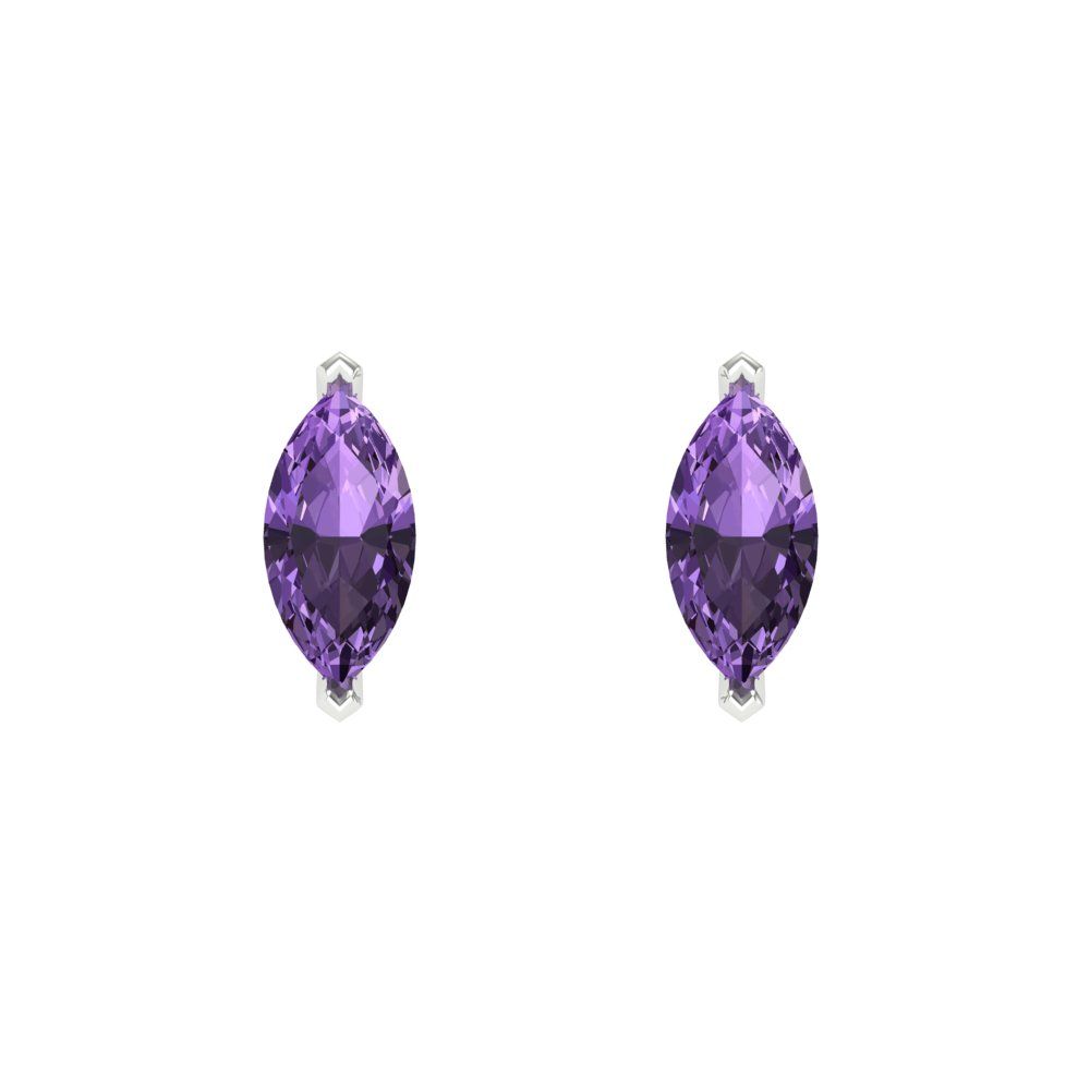 1cttw Marquise Cut Simulated Alexandrite Gold-Plated 925 Silver Push Back Stud Earrings