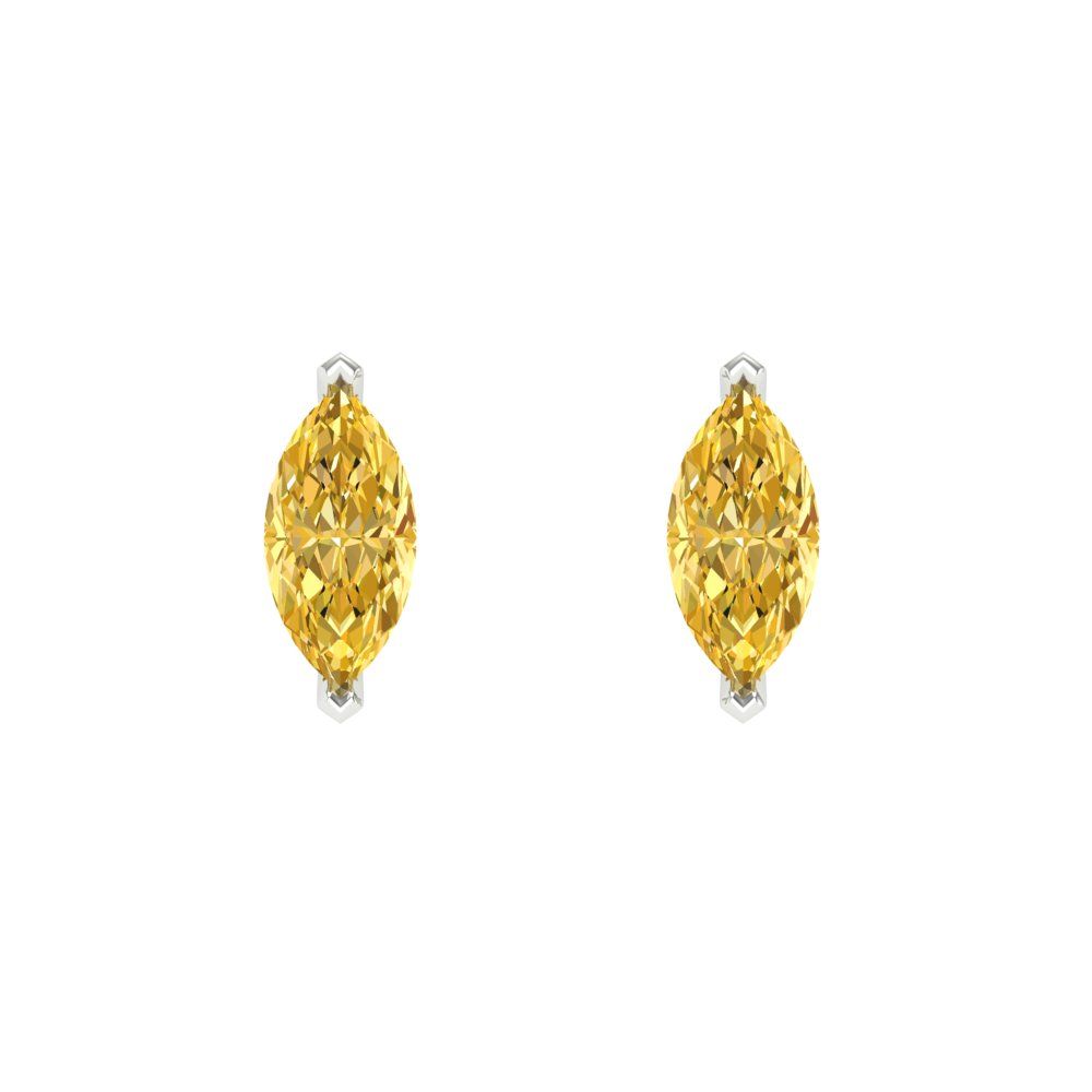 1cttw Marquise Cut Natural Citrine Gold-Plated 925 Silver Push Back Stud Earrings