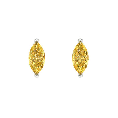 1cttw Marquise Cut Natural Citrine Gold-Plated 925 Silver Push Back Stud Earrings