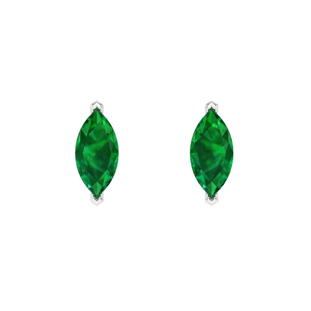 1cttw Marquise Cut Simulated Emerald Gold-Plated 925 Silver Push Back Stud Earrings