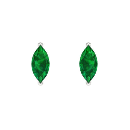 1cttw Marquise Cut Simulated Emerald Gold-Plated 925 Silver Push Back Stud Earrings