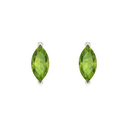 1cttw Marquise Cut Natural Peridot Gold-Plated 925 Silver Push Back Stud Earrings