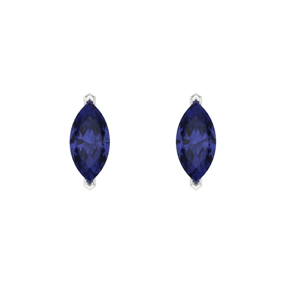 1cttw Marquise Cut Simulated Tanzanite Gold-Plated 925 Silver Push Back Stud Earrings