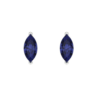 1cttw Marquise Cut Simulated Tanzanite Gold-Plated 925 Silver Push Back Stud Earrings
