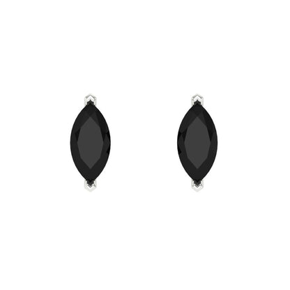 1cttw Marquise Cut Natural Onyx Gold-Plated 925 Silver Push Back Stud Earrings