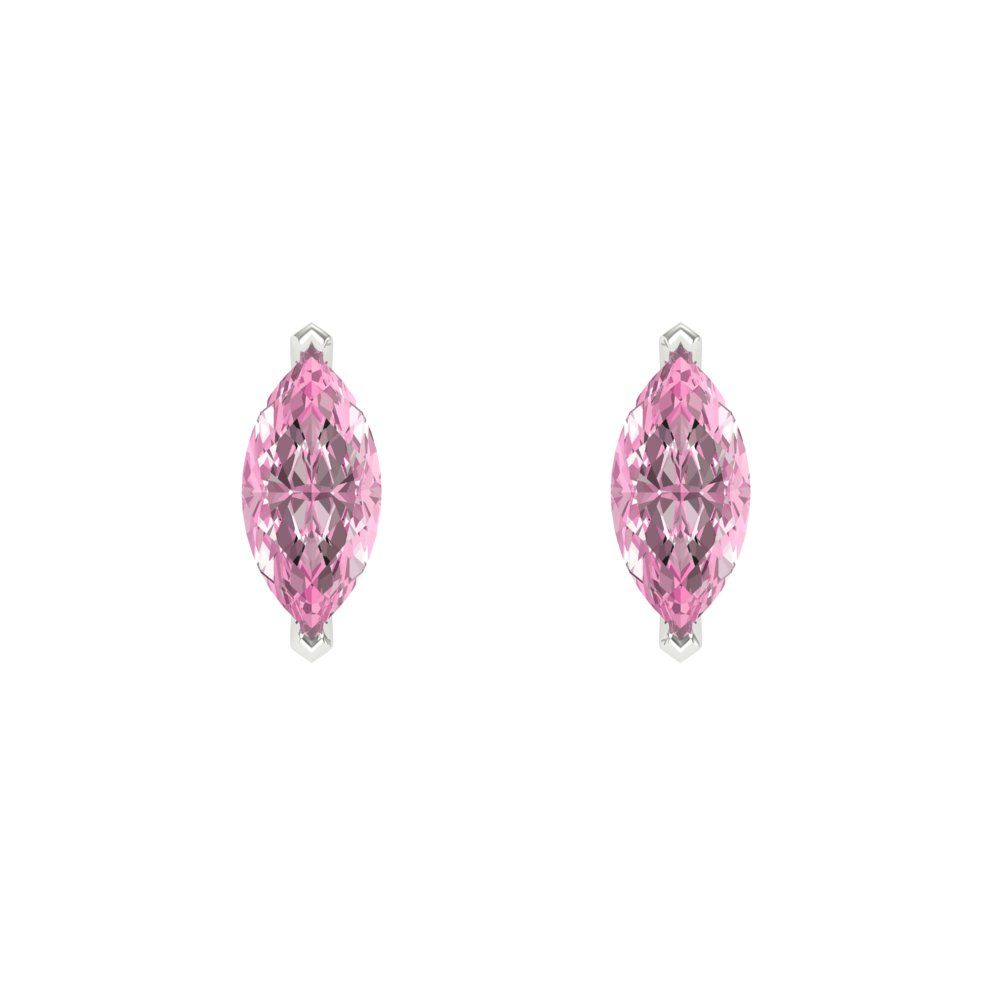 1cttw Marquise Cut Simulated Pink Diamond Gold-Plated 925 Silver Push Back Stud Earrings
