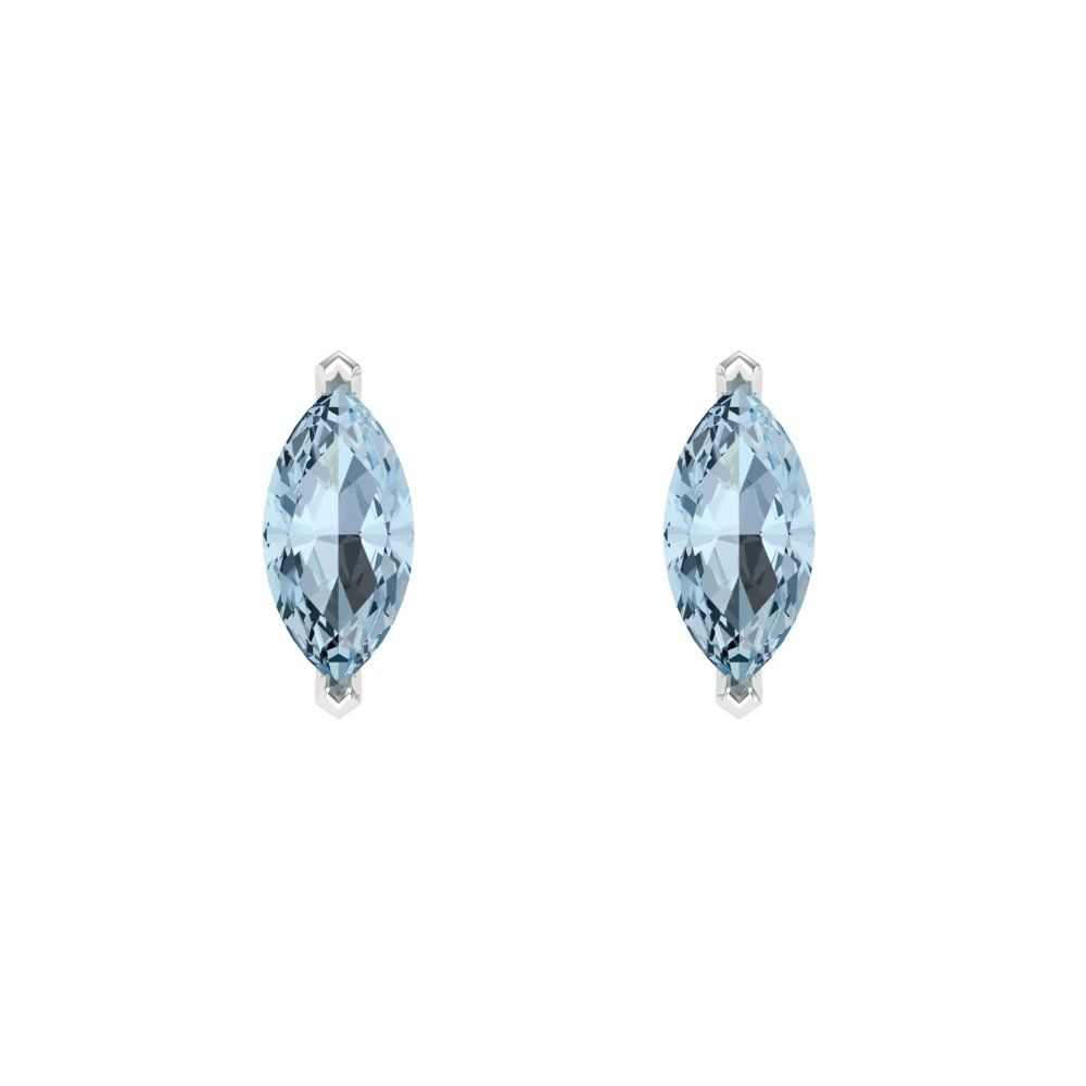 1cttw Marquise Cut Natural Sky Blue Topaz Gold-Plated 925 Silver Push Back Stud Earrings