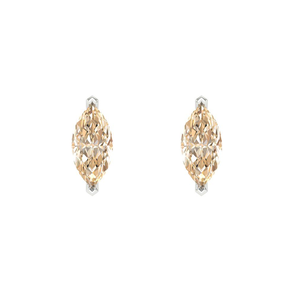1cttw Marquise Cut Natural Morganite Gold-Plated 925 Silver Push Back Stud Earrings
