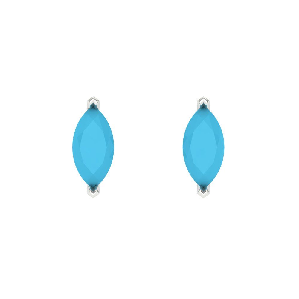 1cttw Marquise Cut Simulated Turquoise Gold-Plated 925 Silver Push Back Stud Earrings