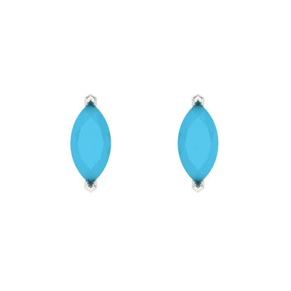 1cttw Marquise Cut Simulated Turquoise Gold-Plated 925 Silver Push Back Stud Earrings