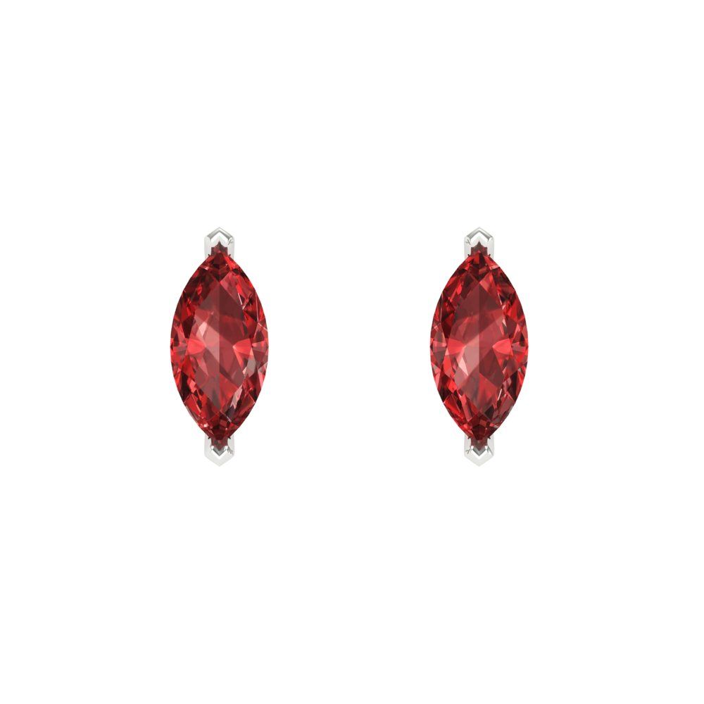 1cttw Marquise Cut Natural Garnet Gold-Plated 925 Silver Push Back Stud Earrings