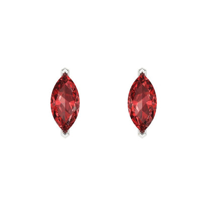 1cttw Marquise Cut Natural Garnet Gold-Plated 925 Silver Push Back Stud Earrings
