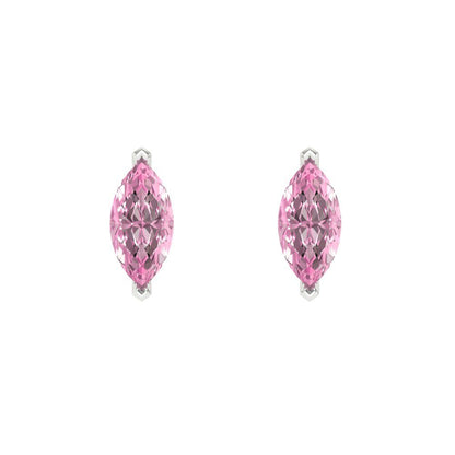 1cttw Marquise Cut Simulated Pink Diamond Gold-Plated 925 Silver Push Back Stud Earrings