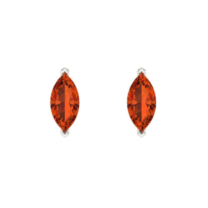 1cttw Marquise Cut Simulated Red Diamond Gold-Plated 925 Silver Push Back Stud Earrings
