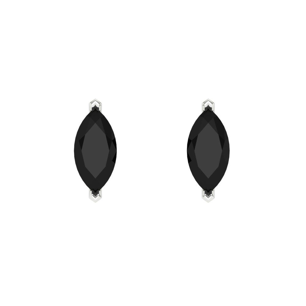 1cttw Marquise Cut Natural Onyx Gold-Plated 925 Silver Push Back Stud Earrings