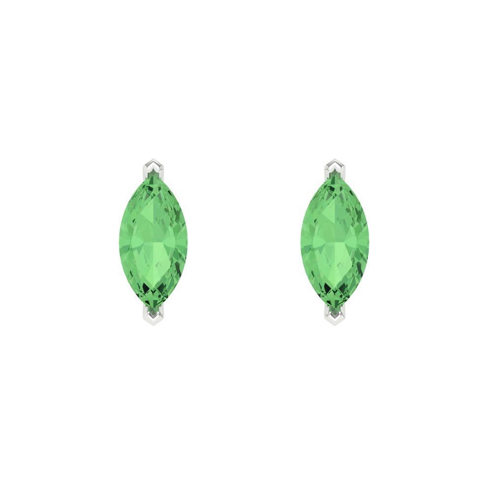 1cttw Marquise Cut Simulated Green Diamond Gold-Plated 925 Silver Push Back Stud Earrings