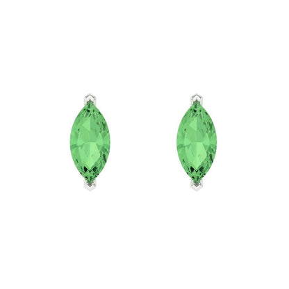 1cttw Marquise Cut Simulated Green Diamond Gold-Plated 925 Silver Push Back Stud Earrings