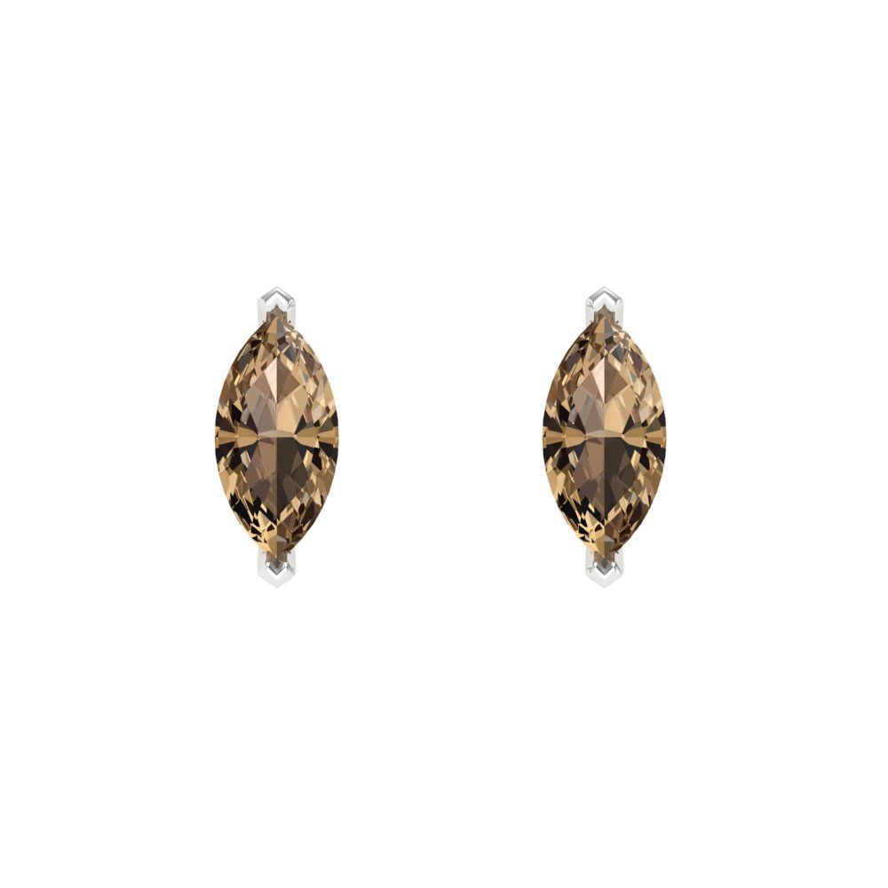 1cttw Marquise Cut Simulated Champagne Diamond Gold-Plated 925 Silver Push Back Stud Earrings
